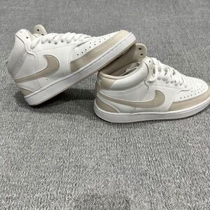 Nike Court Vision Mid White Light Orewood Brown Women Size 7 CD5436-106 Sneakers